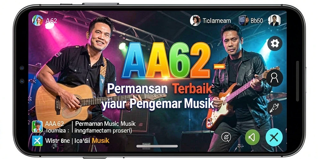 Tampilan gameplay seru dalam aplikasi musik AA62.