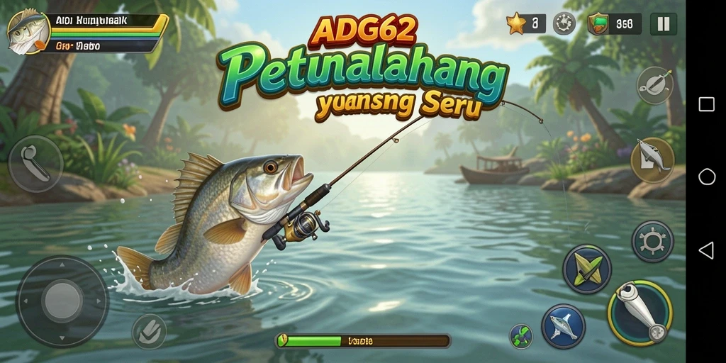 Gameplay seru ADG62 dengan pemandangan memancing yang indah.