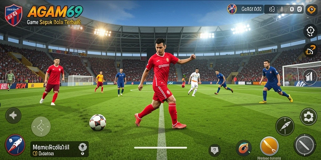 Tampilan gameplay AGAM69 yang mendebarkan dan penuh aksi sepak bola.