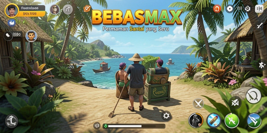 Screenshot gameplay BEBASMAX yang menampilkan momen seru dan penuh warna.