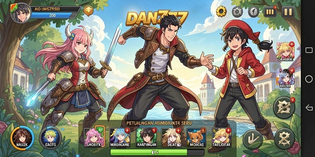 Tampilan gameplay seru dari DAN777 dengan karakter Anime karakteristik.