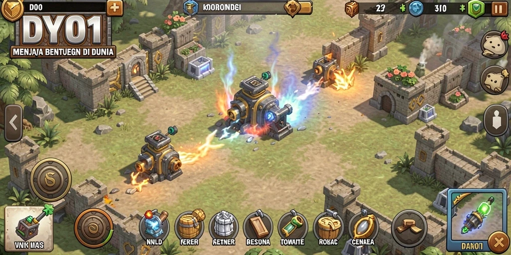Tampilan gameplay seru dari DY01 dalam mode Tower Defense.