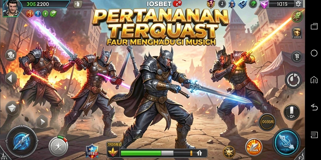 Tangkapan layar utama menunjukkan aksi seru dari gameplay Tower Defense.