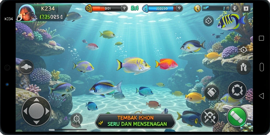Tampilan gameplay memukau dari K234 dengan aksi menangkap ikan.