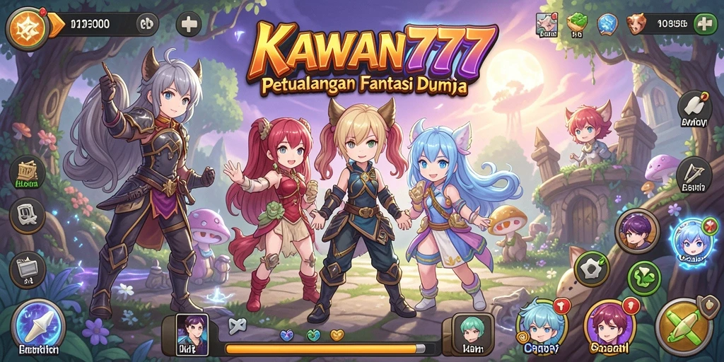 Tampilan menarik gameplay KAWAN777 dengan karakter anime yang menawan.