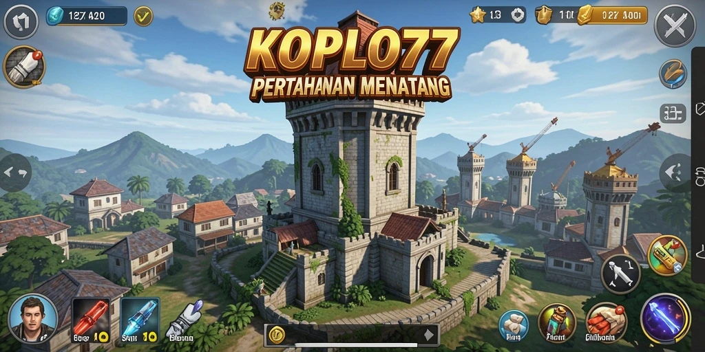 Tampilan seru gameplay Tower Defense KOPLO77 dengan berbagai menara dan musuh.