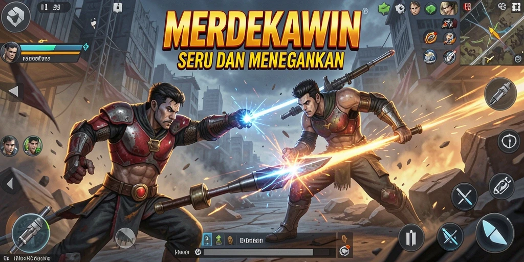 Gameplay seru dan menegangkan dalam pertarungan MERDEKAWIN.