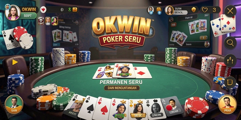 Tampilan permainan Poker OKWIN yang menarik dan seru.