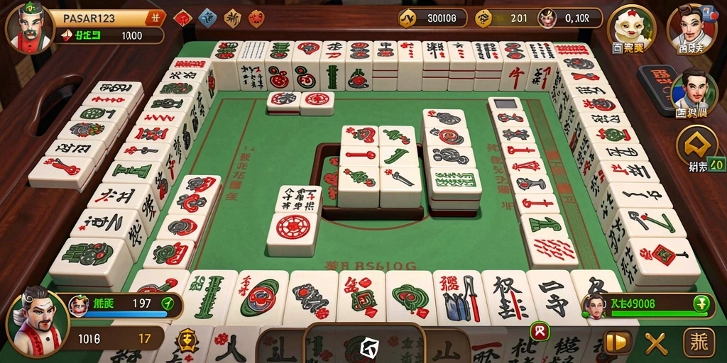 Tangkapan layar PASAR123 menampilkan suasana permainan Mahjong yang seru.