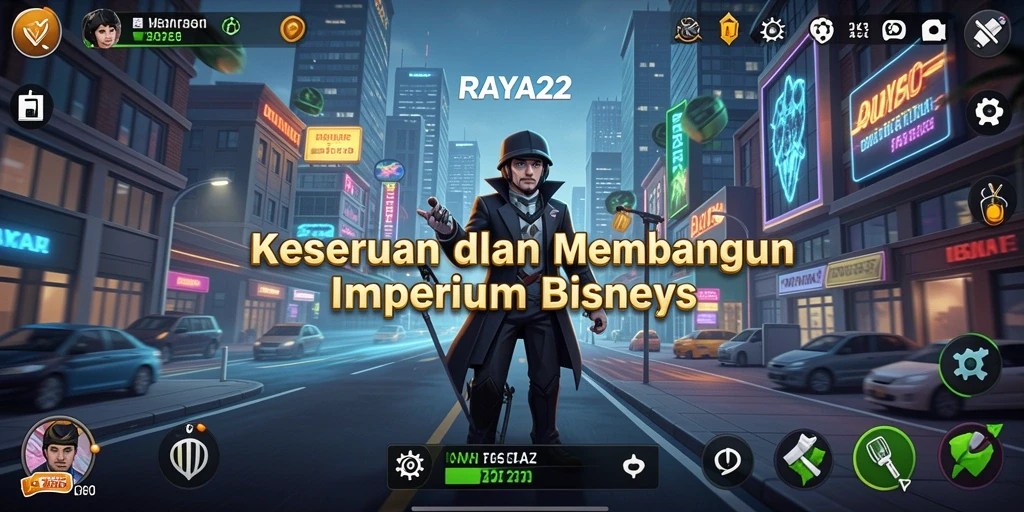 Screenshot RAYA22 menampilkan momen strategi bisnis yang seru.