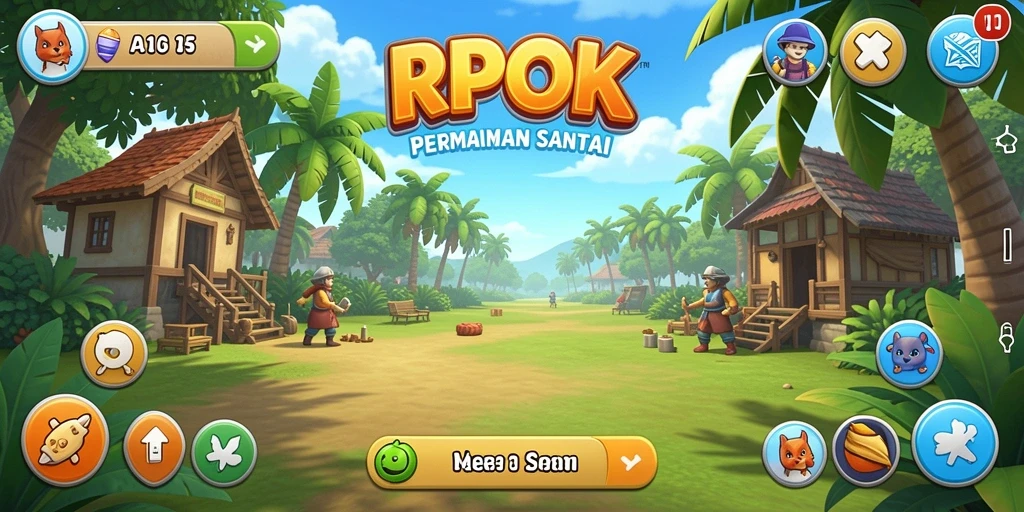 Tangkapan layar gameplay RPOK menampilkan suasana santai dan penuh warna.