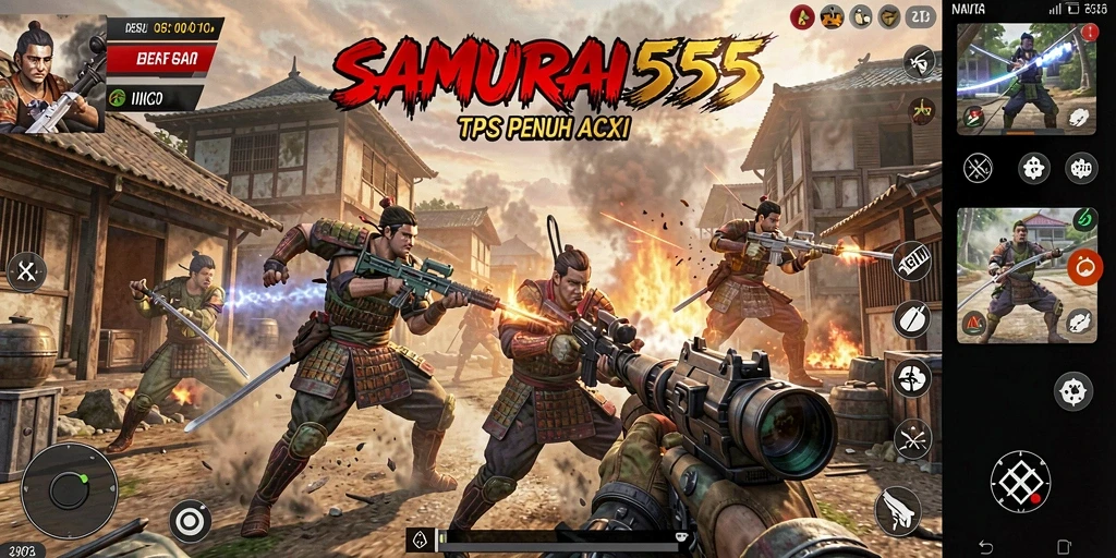 Tangkapan layar dari gameplay seru SAMURAI555 dengan aksi TPS yang mendebarkan.