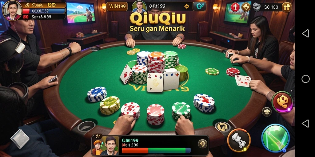 Screenshot gameplay QiuQiu WIN199 yang menegangkan.