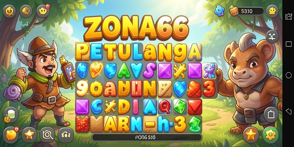 Tampilan gameplay seru ZONA66 pada level Match-3.